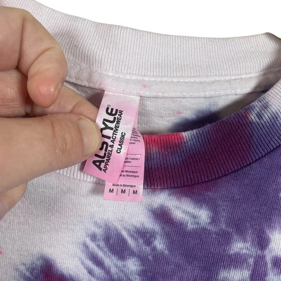 VINTAGE Shred Till You’re Dead Tie Dye Punk Tee in Red/Purple Size M - Picture 7 of 9